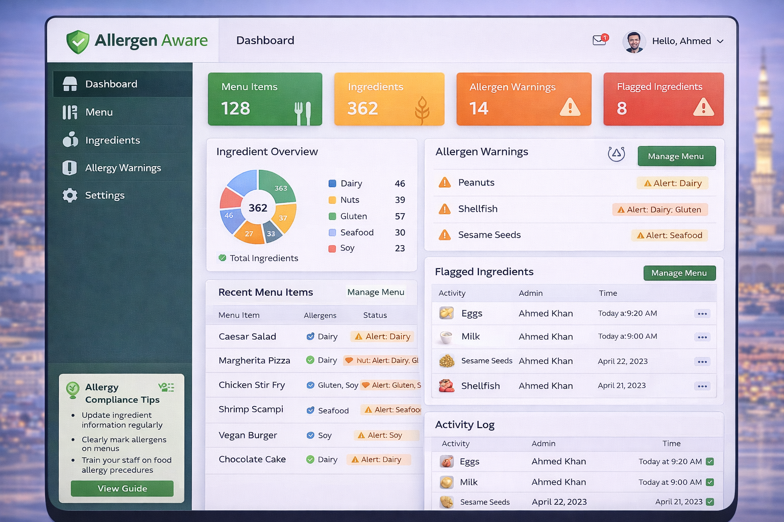 Food allergy safety and compliance platform project cover